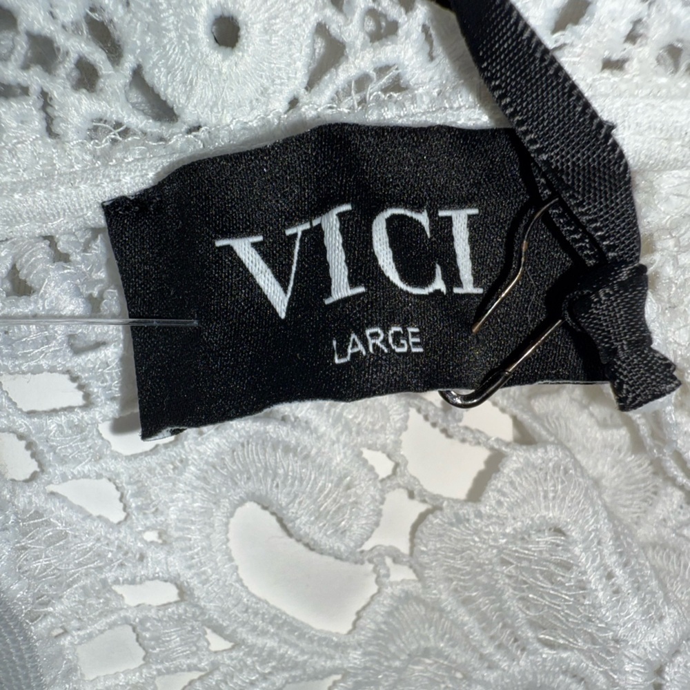 NWT Vici Collection Nordstrom White Crochet Lace Long Sleeve Sheath Dress Large - Picture 9 of 15